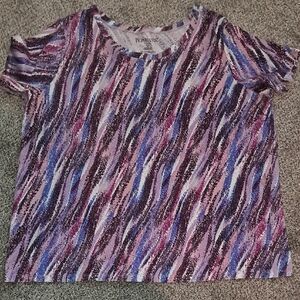 Roaman's Womens Multi Colored Tee 1X 22/24